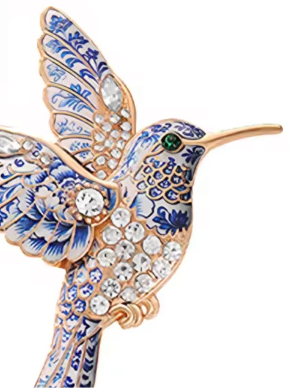 La dolce vita vintage Crystal & Enamel Hummingbird Brooch - Multicolor